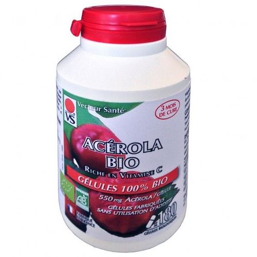 Acerola 100% Bio Sans Sucres 180 Gélules Marines 
