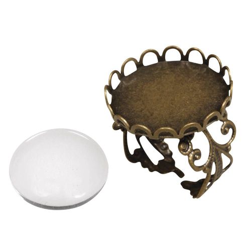 Bague Ronde Avec Cabochon Ø 20 Mm Bronze Doré