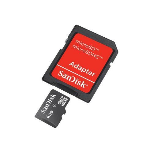 SanDisk - Carte mémoire flash (adaptateur microSDHC - SD inclus(e)) - 4 Go - Class 2 - micro SDHC - noir