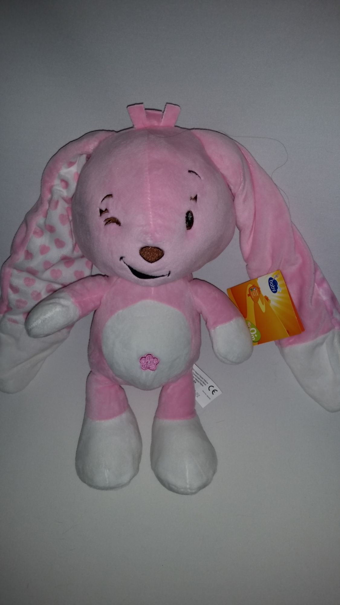 Doudou Grand Lapin Rose Auchan Peluche Jouet Bebe Plush Comforter Bunny Baby Blankie Rakuten