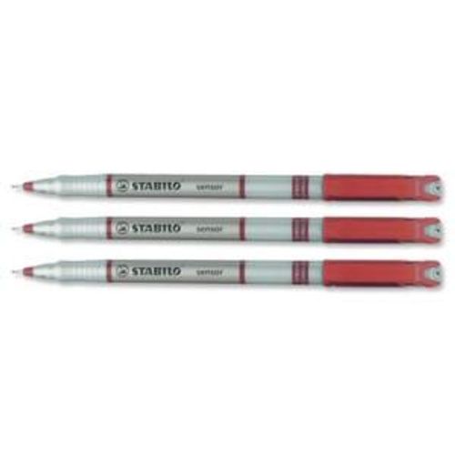 Stabilo Sensor 189  Lot De 10 Stylo Feutre Pointe Ultra-Fine Baguée Métal Encre Rouge Corps Plastique
