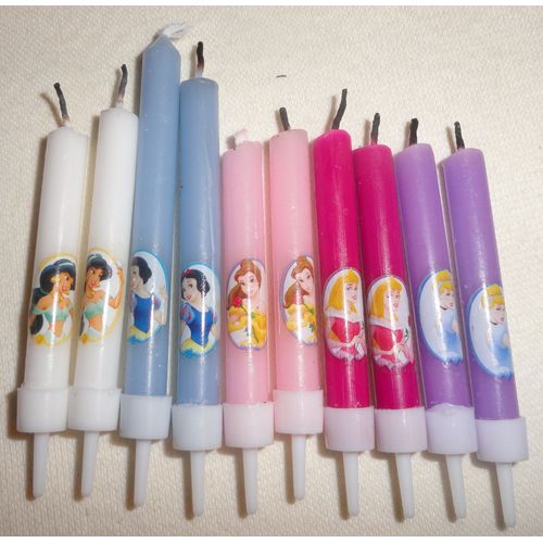 Lot De 10 Bougies "Princesses Disney" Pour Gateau (Bougies Déjà Utilisées 1 Fois) - Hauteur Environ 7cm 