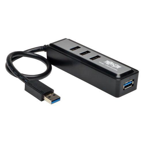 Tripp Lite Portable 4-Port USB 3.0 SuperSpeed Mini Hub with Built In Cable - Concentrateur (hub) - 4 x SuperSpeed USB 3.0 - de bureau