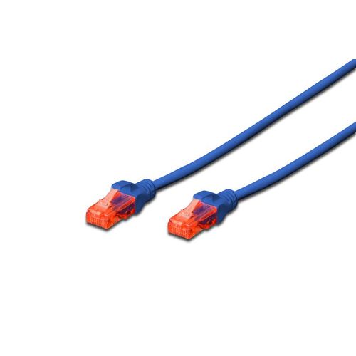 DIGITUS Professional - Cordon de raccordement - RJ-45 (M) pour RJ-45 (M) - 5 m - UTP - CAT 6 - démarré, sans crochet - bleu