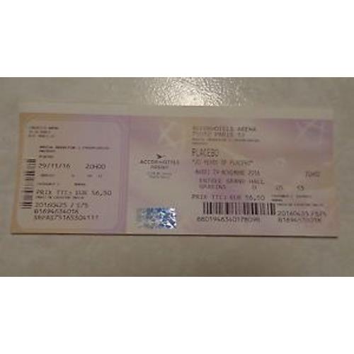 Placebo Billet Ticket Concert Paris Bercy 2016