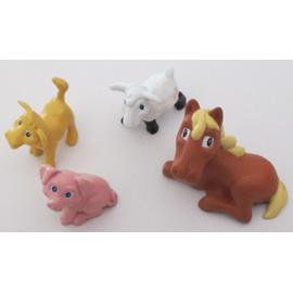 Quatre Petits Animaux De Ferme En Miniature : 1 Cheval + 1 Cochon + 1  Mouton + 1 Vache - Expressifs Et Très Décoratifs