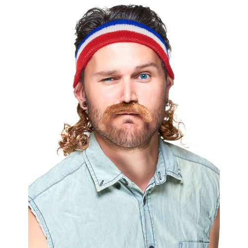 Bandeau Mulet Bleu Blanc Et Rouge Avec Moustache Taille Unique