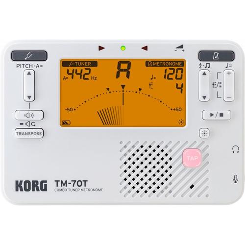 Korg Tm-70c-Wh - Accordeur/Métronome Tm70t + Micro Pince Cm400 - Blanc