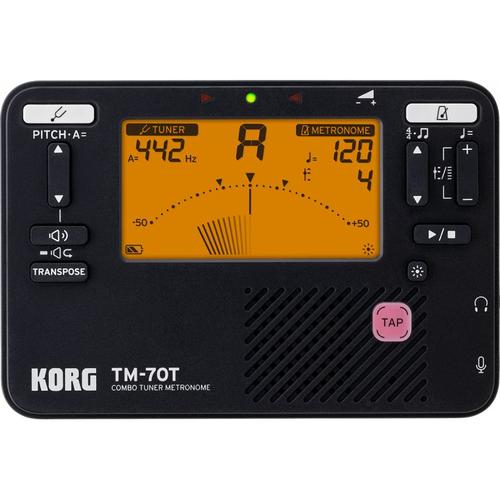 Korg Tm-70c-Bk - Accordeur/Métronome Tm70t + Micro Pince Cm400 - Noir