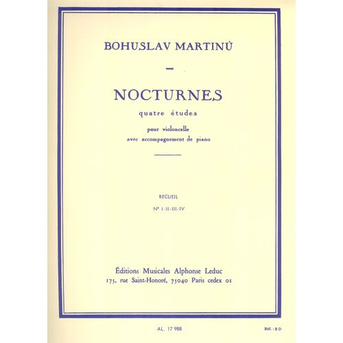 Nocturnes : 4 Études Pour Violoncelle Avec Accompagnement De Piano