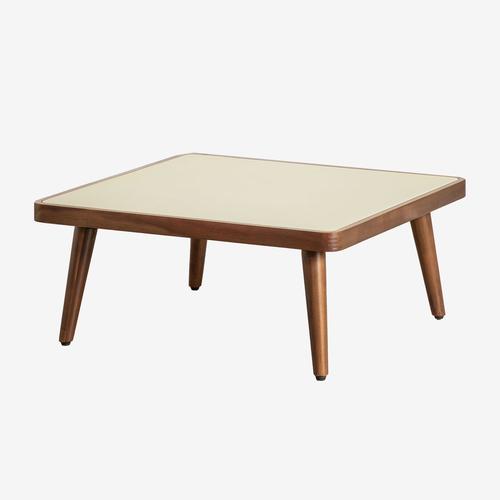 Table Basse En Ciment Et Bois D'acacia Marilia Tapioca Beige 70 X 70 Cm