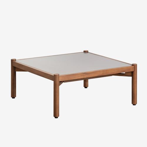 Table Basse De Jardin En Ciment Et Bois D'acacia Gamila Gris 70 X 70 Cm