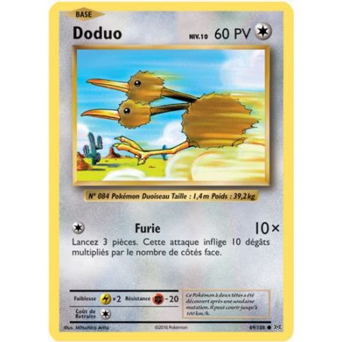 Carte Pokemon - Xy12 - Evolutions - Doduo - Pv 60 - 69/108 - Commune - Vf