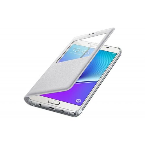 Etui S View Cover Avec Rabat Latéral À Découpe Fenétrée D'origine Samsung Pour Galaxy Note 5 - Blanc