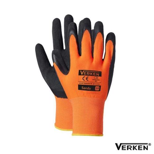 Lot De 12 Paires | Gants De Travail Sandy Orange Latex Taille M