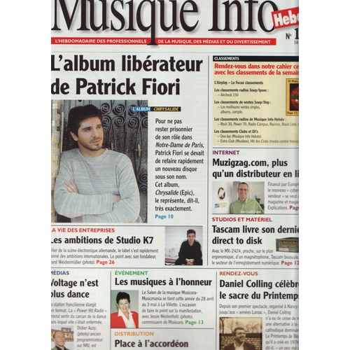 Musique Info Hebdo / 14-04-2000 N°119 : Patrick Fiori (1,5p) - Elliott Smith (1/2p) 