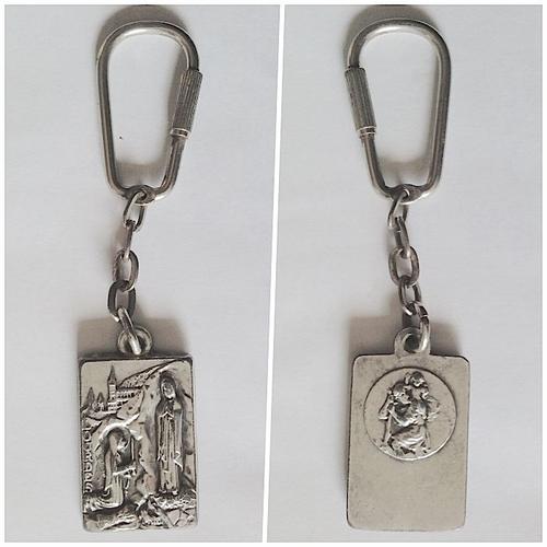 Porte clés St Christophe et Lourdes
