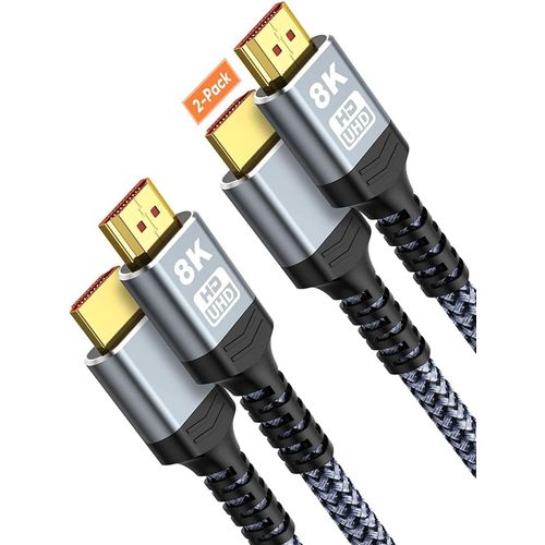 10K Cble HDMI 2.1 8K 2m 2PACK, 10K 8K@60Hz 48gbps Haute Vitesse 4K@120Hz/144Hz RTX 3090 For PS5 DTS:X eARC Dolby Vision, HDCP 2.2/2.3, HDR10, HDR Dynamique,Compatible HDTV NETFLX Monitor