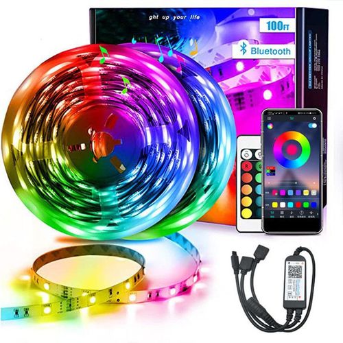 10m Bluetooth Bande 300 Lumires,Impermabilisation Bande Lumineuse Led 5050 Commande Bluetooth,Pour Chambre , Bar, Mariage, Fte