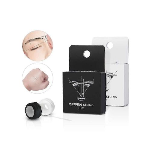 10m Sourcils Tick String, Fil De Sourcils Blanc Noir Pr-Encr Pour Le Microblading, Outil De Mesure Pour Marquer Les Sourcils Symtriques