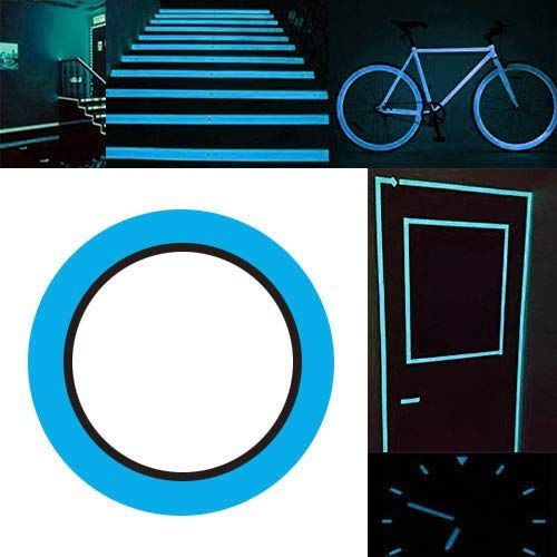 10m X 1cm Glow In The Dark Tape, Bleu Ciel Lumineux Ruban Adhsif Autocollant, Ruban Phosphorescent, Fluorescente Nuit Autocollant, Amovible, Impermable  L'eau, Photoluminescent