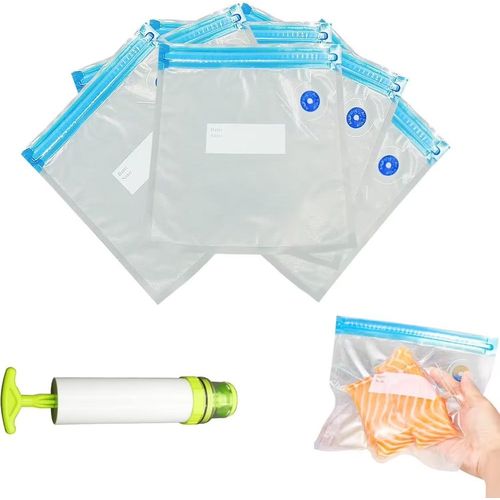 10pcs Sac Sous Vide Alimentaire Rutilisable, Sac Compression, Sac Congelation Avec Pompe A Vide, Pour La Conservation Des Aliments, La Cuisson Sous Vide[Ind6230688] --Ouragan X