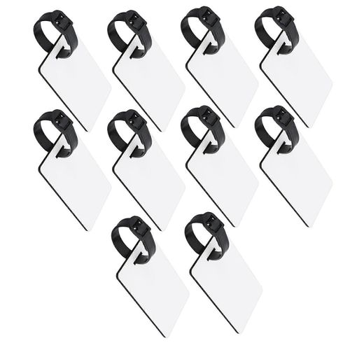 10pcs Sublimation Luggage Tag Blanc Mdf Double Face Imprimable Accrocheur Accrocheur Vierge tiquettes De Bagages Pour Sacs De Valise De Voyage Bricolage