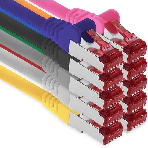 10x 1m cble patch CAT6 S/FTP blindage PIMF cble rseau CAT.6 RJ45 cble Ethernet routeur LAN DSL commutateur modem panneau de brassage-10 couleurs