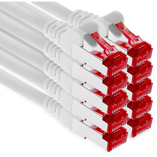 10x 1m cble patch CAT6 S/FTP PIMF blindage cble rseau CAT.6 RJ45 cble Ethernet routeur LAN DSL commutateur modem panneau de brassage - blanc
