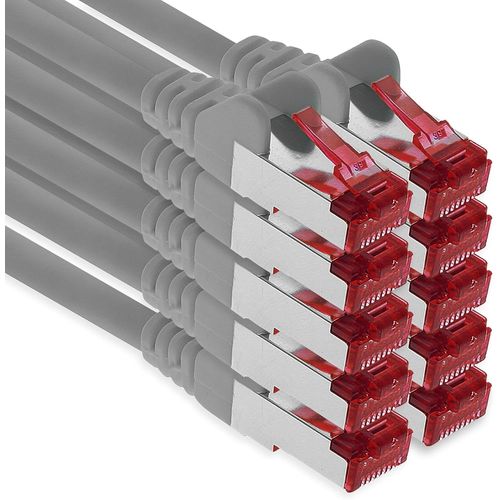 10x 1m cble patch CAT6 S/FTP PIMF blindage cble rseau CAT.6 RJ45 cble Ethernet routeur LAN DSL commutateur modem panneau de brassage-gris-10 pices