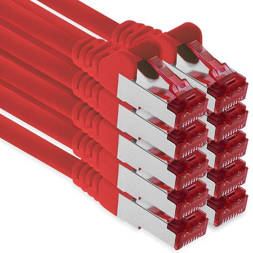10x 2m cble patch CAT6 S/FTP PIMF blindage CAT.6 cble rseau RJ45 cble Ethernet DSL LAN routeur commutateur modem panneau de brassage - rouge
