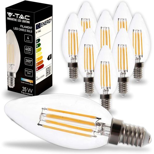 10x Ampoules Led Filament Bougie E14-4w (quivalent  35w) 400 Lumen-3000k Blanc Chaud-Ouverture Du Faisceau Lumineux 180-Ampoule Efficacit Maximale Et conomie D'nergie