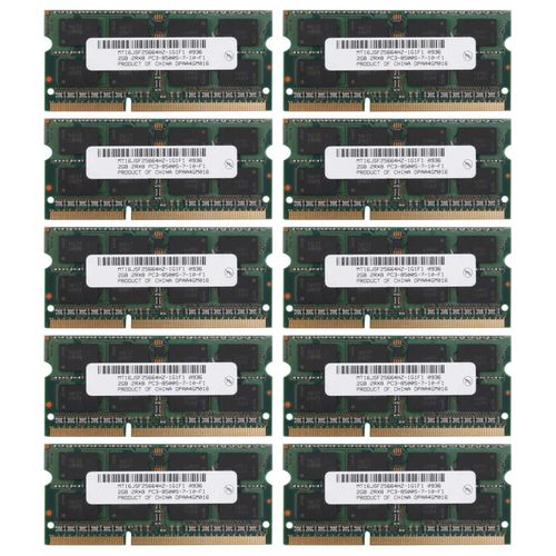 10X Ddr3 2 Go de MMoire pour Ordinateur Portable Ram 2Rx8 Pc3-8500S 1066Mhz 204Pin 1.5V Ram pour Ordinateur Portable