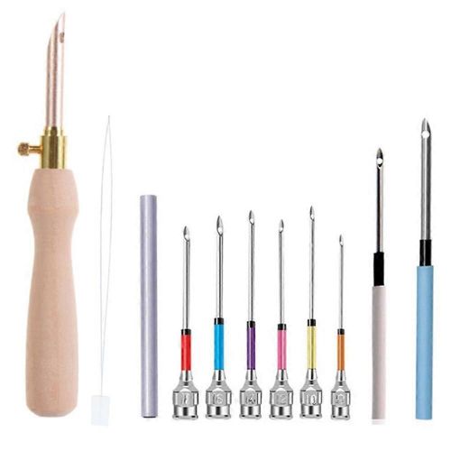 11 Pcs Punch Aiguille Outil Kit Broderie Couture Punch Aiguille & Enfile-Aiguille Broderie Piquer T