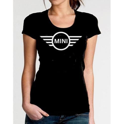 T-Shirt Logo Mini Austin Cooper Noir Pour Femme Cintré Taille Xs S M L Xl 2xl 3xl