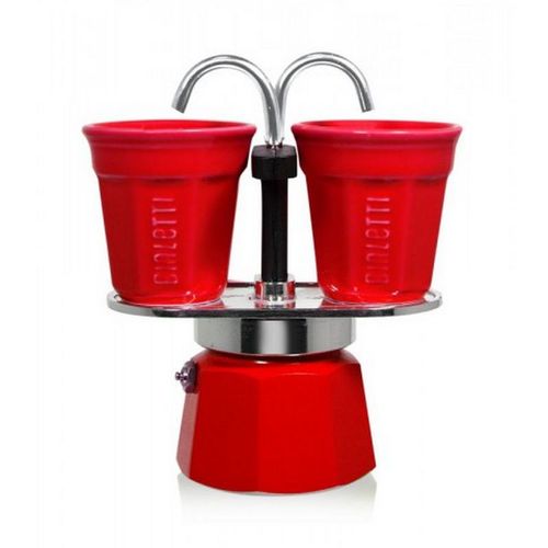 Cafetière Italienne + 2 Tasses Bicchierini Rouge 0006190 Mini Express