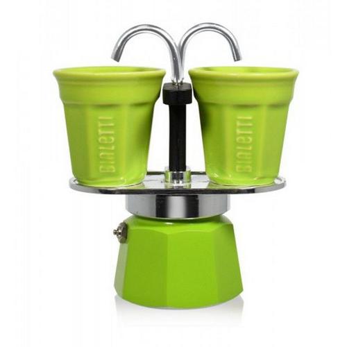 Cafetière Italienne + 2 Tasses Bicchierini Vert 0006192 Mini Express