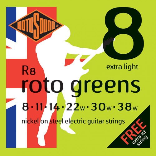 Rotosound R8 Roto Greens Cordes Guitare Électrique 8-38