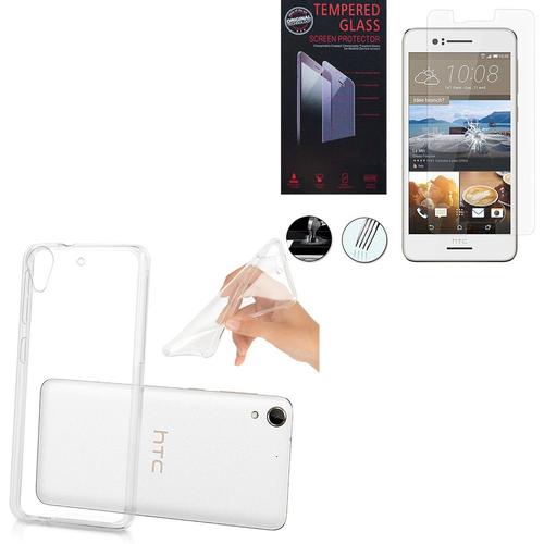 Htc Desire 728 Dual Sim/ 728g Dual Sim: Etui Housse Pochette Accessoires Coque Silicone Gel Ultraslim - Transparent + 1 Film De Protection D'écran Verre Trempé