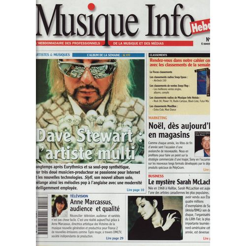 Musique Info Hebdo / 06-11-1998 N°53 : Mariah Carey (2p Pub) - Sarah Mclachlan (1,5p)