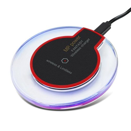 Mp Power @ Rouge Qi Chargeur Sans Fil Led Station De Recharge Mince Chargeur Pad Pour Samsung S7 S7 Edge S6 S6 Edge Lg Nexus 5 Nokia 1520 Et Tous Les Appareils Compatibles Qi