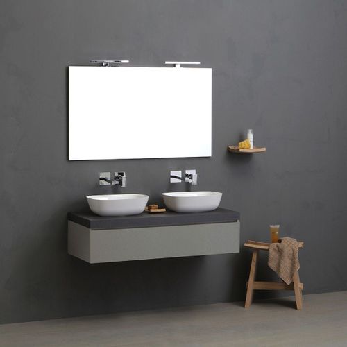 Meuble De Salle De Bains 120cm Gris Perle Avec Double Vasque À Poser | Valentina