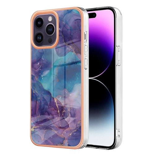 Compatible Avec Le Cas D'iphone 15 Pro Max Antichoc Marbre Tpu Silicone Pare-Chocs - Violet