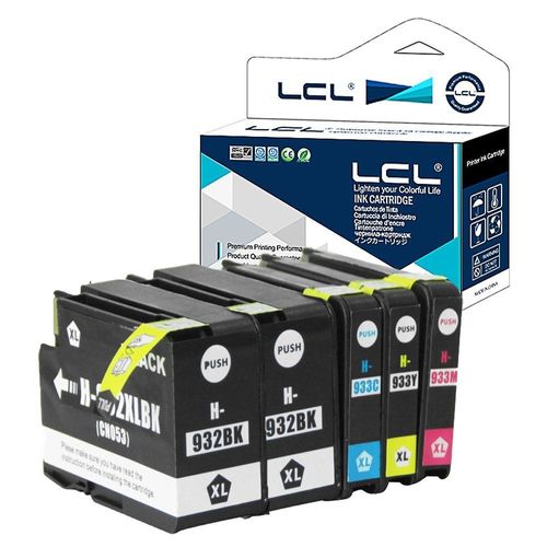 LCL(TM) 932XL 933XL (5-Pack 2 Noir Cyan Magenta Jaune) Cartouche d'encre Compatible pour HP Officejet 6100/6600/6700/7110/7610