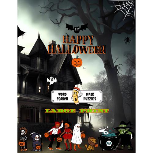 Happy Halloween / Cool & Fun : Word Search Puzzle , Square , Triangle , Hexagon & Circle Maze Mix Activity Book / For Teen's & Adult's Or Beginner's & Professional's