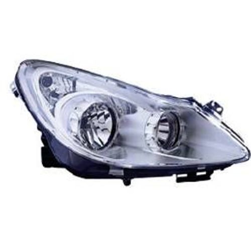 Phare Optique Avant Droit Pour Opel Corsa D Phase 1, 2006-2010, H7+H1, Fond Chromé, Neuf