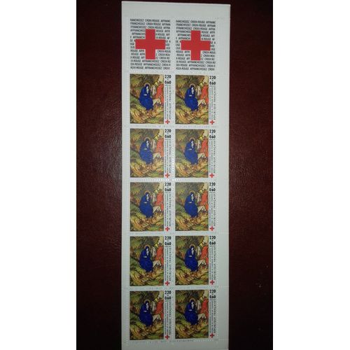 Carnet 10 Timbres Poste "Croix Rouge"