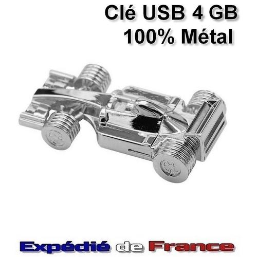Clé USB 4 Go - Hi-Speed - Formule 1 en Métal chromé - Pour amateur de voiture et sport automobile