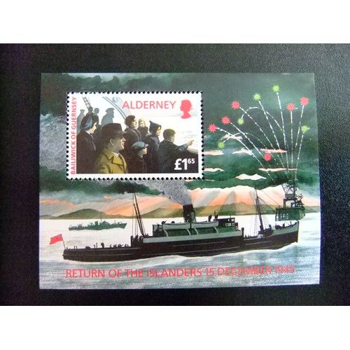 Aurigny Alderney 1995 50 Anniversaire Du Retour Des Évacués Bateau Yvert N º Bloc 1 ** Mnh