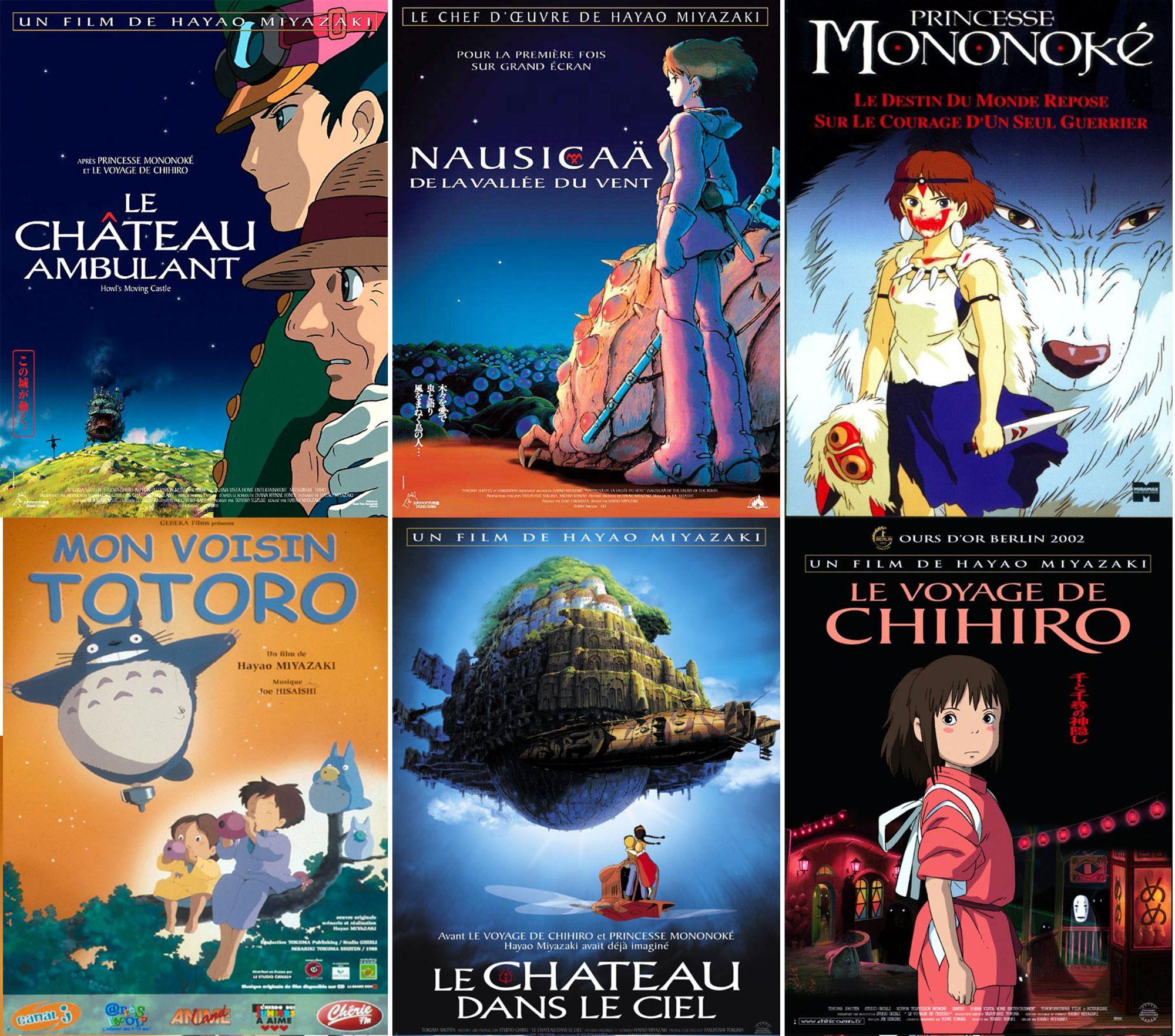 Le Chateau Dans Le Ciel Le Chateau Ambulant Princesse Mononoke Nausicaa Mon Voisin Totoro Le Voyage De Chihiro Veritable Lot De 6 Affiches De Cinema Roulee Format 40x60 Cm De